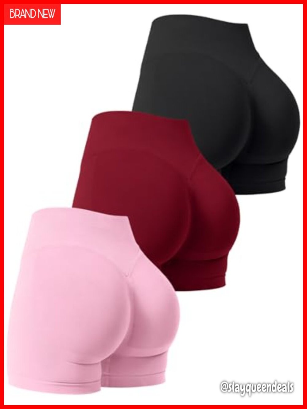 3 Pack Workout Gym Shorts Scrunch Butt Lifting High Waist Biker